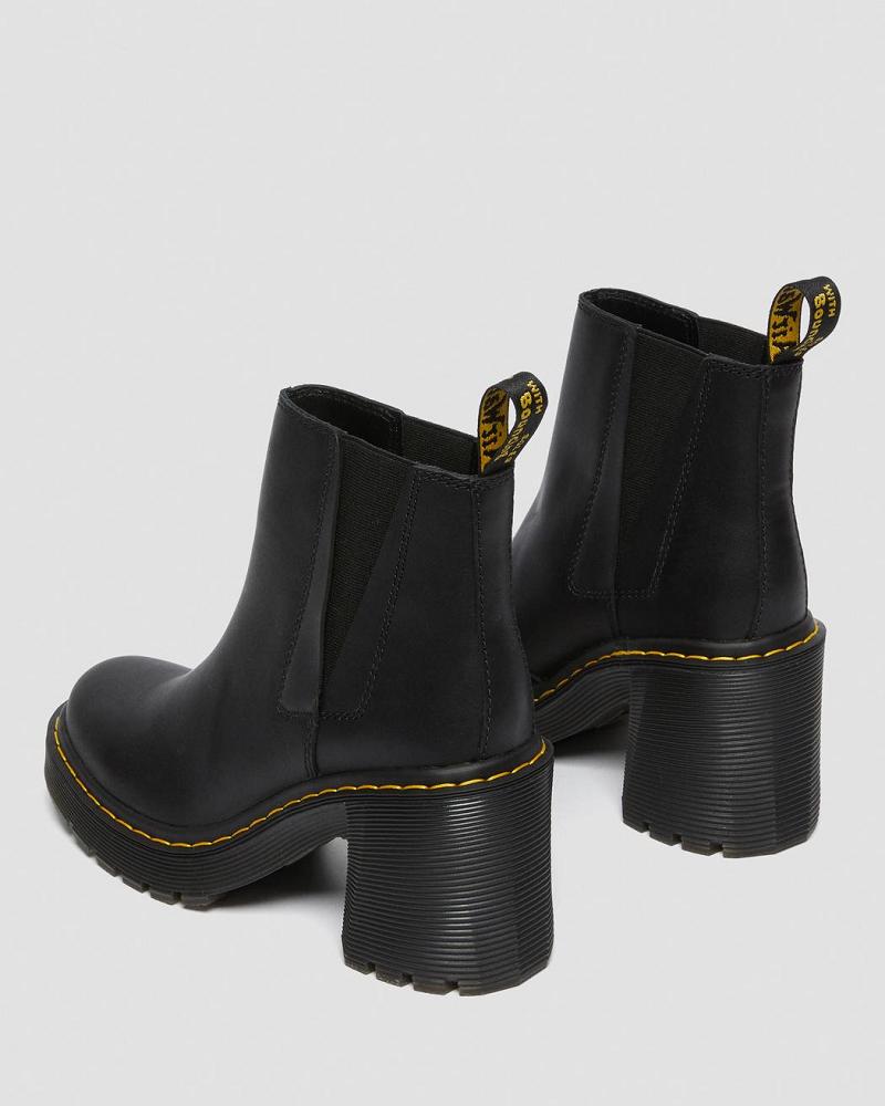 Dr Martens Spence Leren Flared Heel Enkellaars Dames Zwart | NL 695ZUT